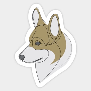 Welsh Corgi Pembroke - one line drawing with colour Sticker